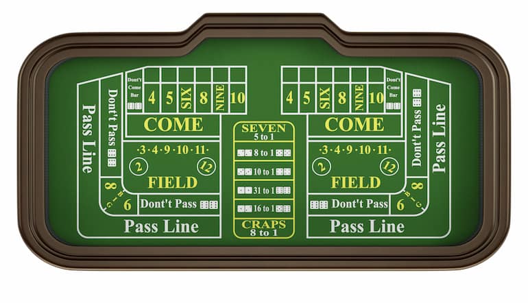 Hvad kan man spille på i craps?