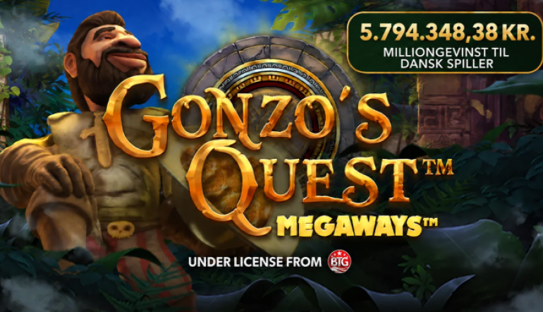100 kroner ind, 5,8 millioner ud: Dansker rammer jackpotten på Gonzo's Quest Megaways